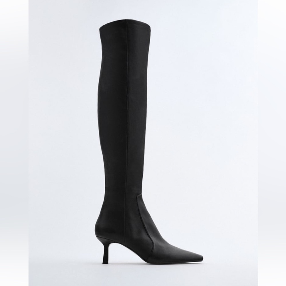 Zara Tall Black Leather Boots